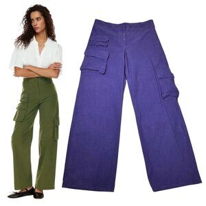 Arizia Wilfred Free Picture Cargo Pant Sz.14 Purple Wide Leg Pockets Grunge